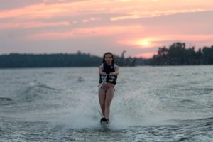 a teenager water skiing